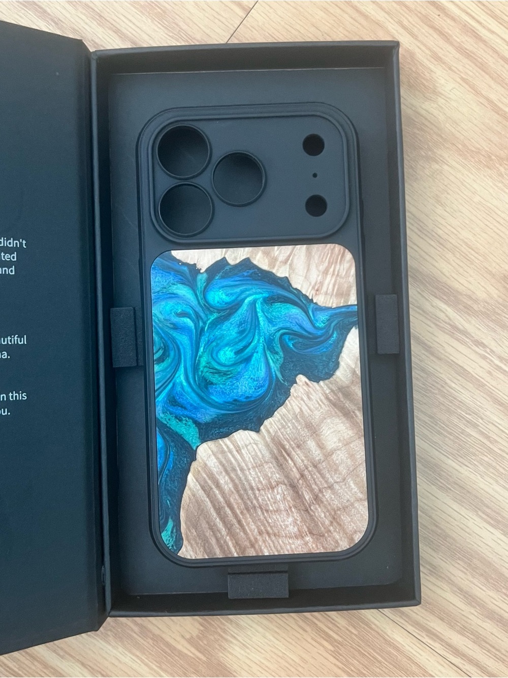 Blue Swirl Resin & Wood Phone Case By Carved for iPhone 17 pro New in case